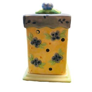 Pfaltzgraff Stoneware Summer Breeze Candle Holder/Lantern Tea Lights Blue Yellow